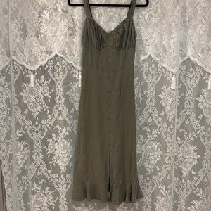 Olive Green Button-Down Dress
